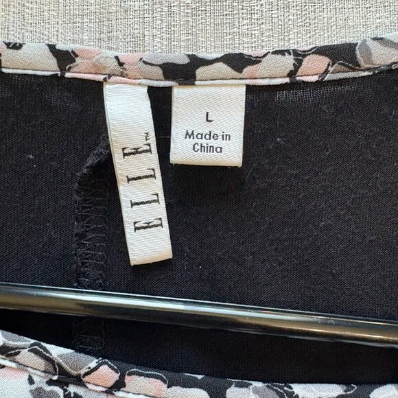 Elle Womens Floral Print Batwing Sleeve Blouse With Black Inner Layer Size L - Picture 11 of 11